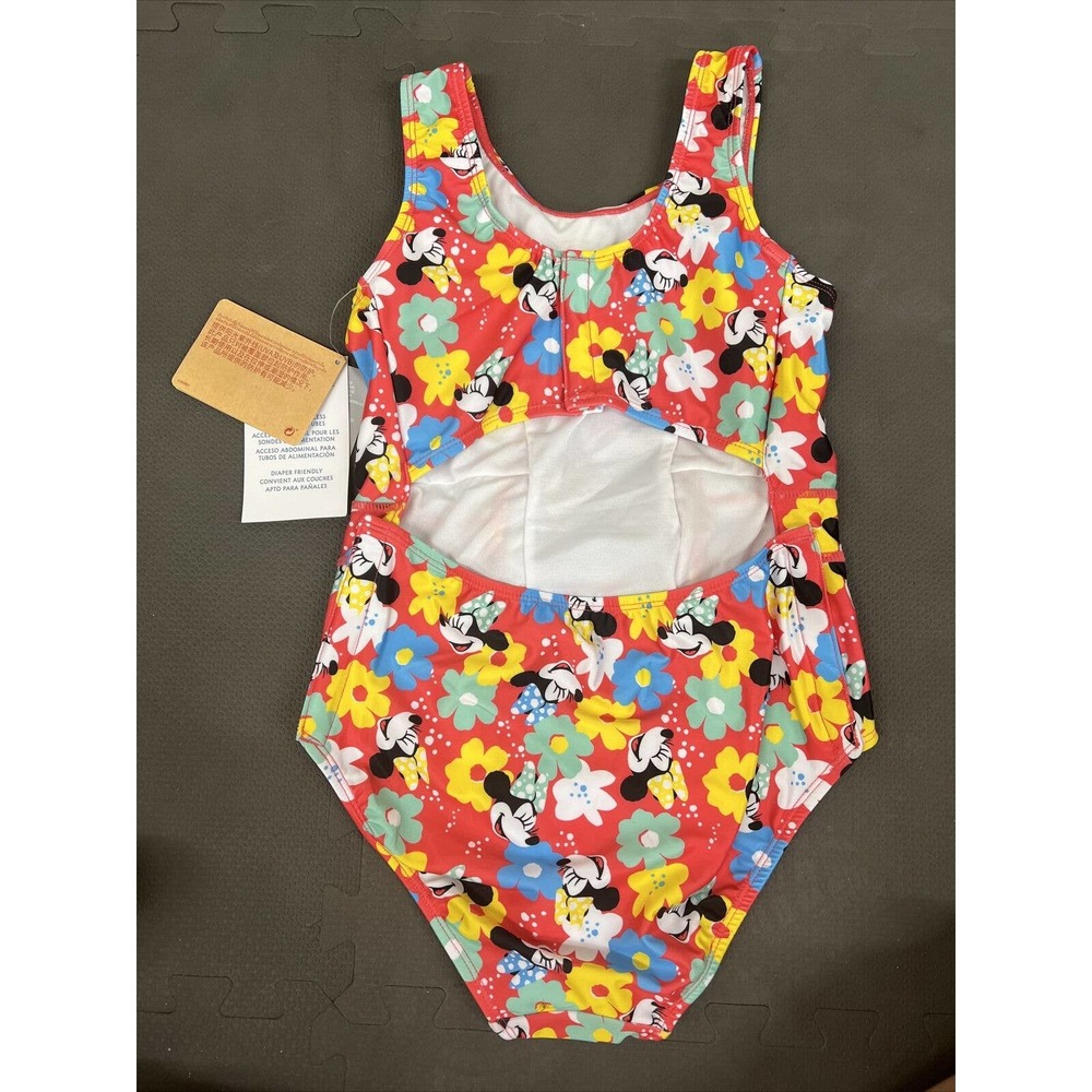 NWT Disney Minnie Mouse Diaper & G-Tube Friendly Adaptive Swimsuit 1pc UPF 50+ - Picture 2 of 11